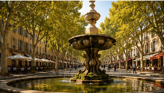 Aix-en-Provence — historic centre and fountains.
